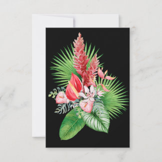 Hana hou! (Zwart) Hawaïaanse Bloem Arrangement Bedankkaart