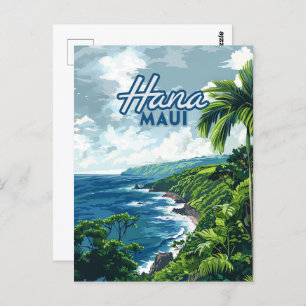 Hana Maui Hawaii Road to Hana Beach Coast Retro Briefkaart