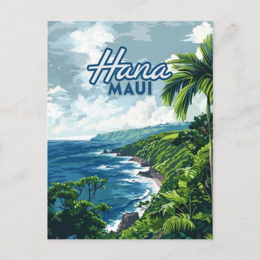 Hana Maui Hawaii Road to Hana Beach Coast Retro Briefkaart (Voorkant)