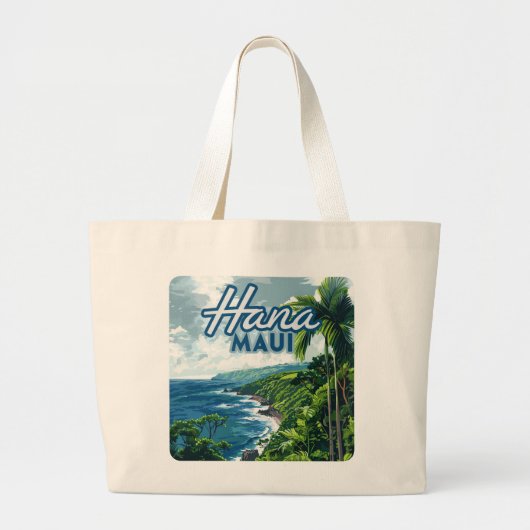 Hana Maui Hawaii Road to Hana Beach Coast Retro Grote Tote Bag (Voorkant)
