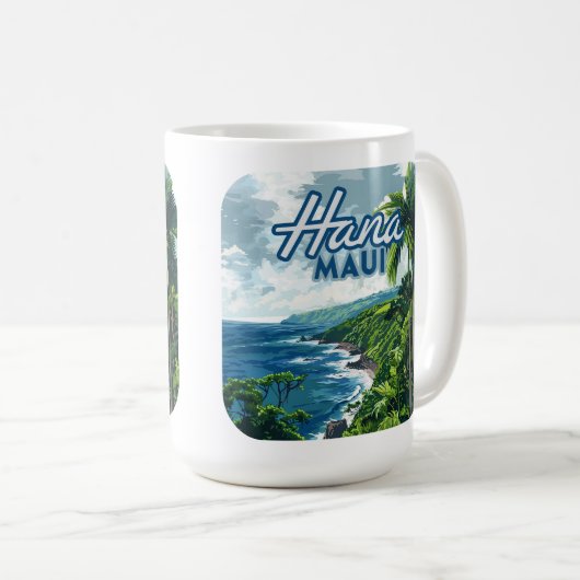 Hana Maui Hawaii Road to Hana Beach Coast Retro Koffiemok (Voorkant rechts)