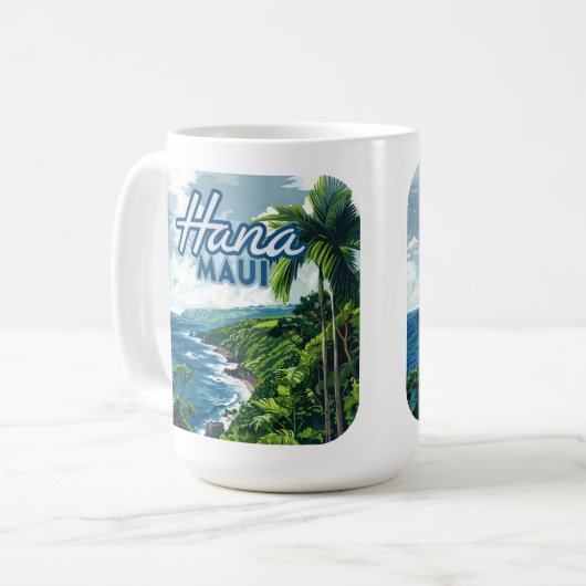 Hana Maui Hawaii Road to Hana Beach Coast Retro Koffiemok (Voorkant links)