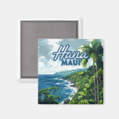 Hana Maui Hawaii Road to Hana Beach Coast Retro Magneet (Voorkant / Achterkant)