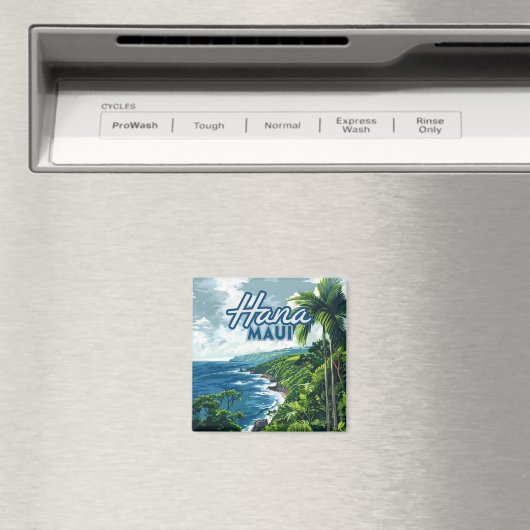 Hana Maui Hawaii Road to Hana Beach Coast Retro Magneet (Insitu (Vaatwasser))