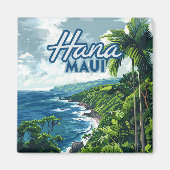 Hana Maui Hawaii Road to Hana Beach Coast Retro Magneet (Voorkant)