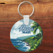 Hana Maui Hawaii Road to Hana Beach Coast Retro Sleutelhanger (Achterkant)