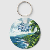 Hana Maui Hawaii Road to Hana Beach Coast Retro Sleutelhanger (Achterkant)