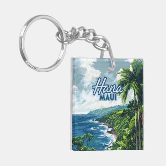 Hana Maui Hawaii Road to Hana Beach Coast Retro Sleutelhanger (Voorkant Links)