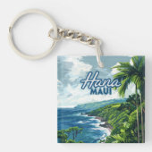 Hana Maui Hawaii Road to Hana Beach Coast Retro Sleutelhanger (Voorkant)