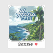 Hana Maui Hawaii Road to Hana Beach Coast Retro Sticker (Vel)