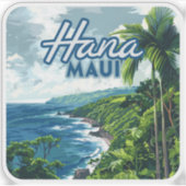 Hana Maui Hawaii Road to Hana Beach Coast Retro Sticker (Voorkant)