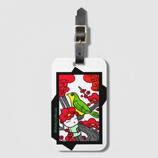 Hanafuda Japanese Playing Cards Khabully Mouse Bagagelabel (Voorkant (verticaal))