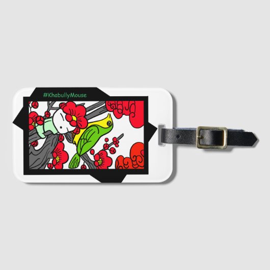 Hanafuda Japanese Playing Cards Khabully Mouse Bagagelabel (Voorkant (horizontaal))