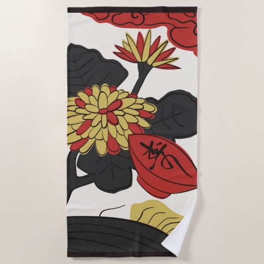 Hanafuda "Kiku-ni-sakazuki" Strandlaken (Voorkant)