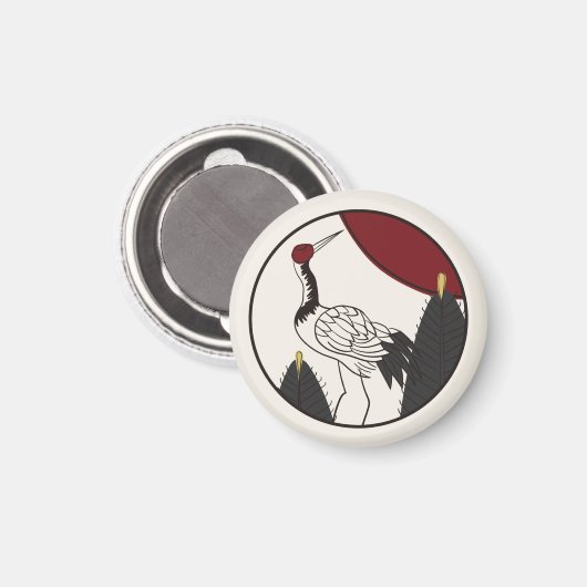 Hanafuda "Matsu-ni-tsuru" Magneet (Voorkant / Achterkant)