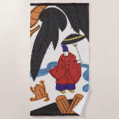 Hanafuda "Yanagi-ni-Ono-Michikaze" Strandlaken (Voorkant)