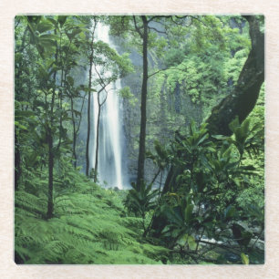 Hanakapiai-waterval langs de Na Pali-kust, Kauai Glazen Onderzetter