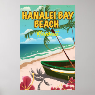 Hanalei Bay Beach Hawaii reisposter Poster