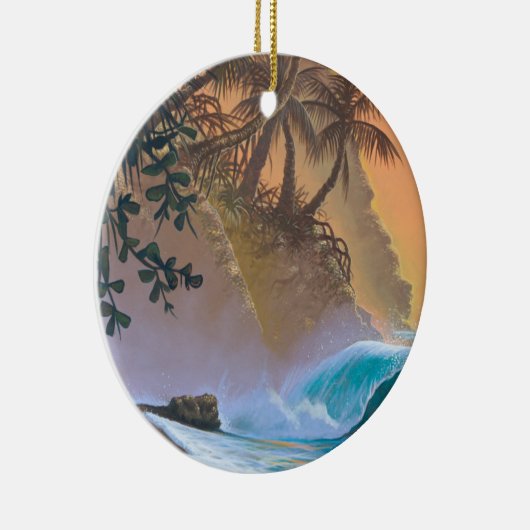 Hanalei Bay Beach Surf Keramisch Ornament (Rechts)