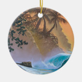 Hanalei Bay Beach Surf Keramisch Ornament (Voorkant)