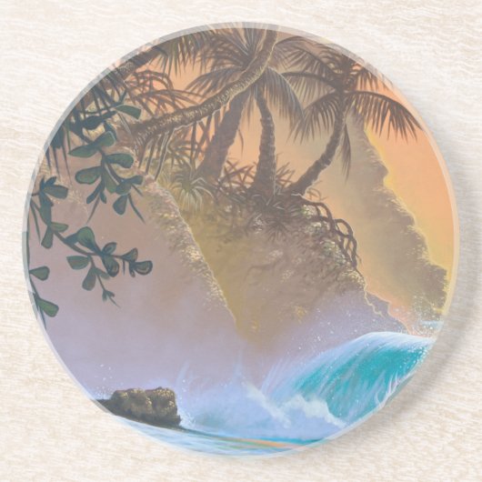 Hanalei Bay Beach Surf Zandsteen Onderzetter (Voorkant)