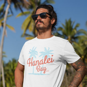 Hanalei Bay Hawaii Island van Kauai Retro Souvenir T-shirt