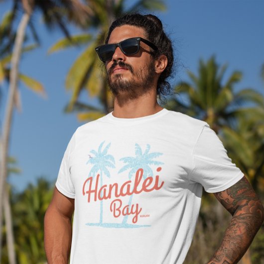 Hanalei Bay Hawaii Island van Kauai Retro Souvenir T-shirt