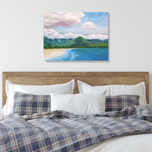 Hanalei Bay Hawaii Painting Canvas Afdruk (Insitu (Slaapkamer))
