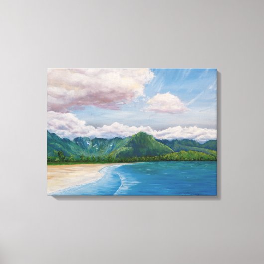 Hanalei Bay Hawaii Painting Canvas Afdruk (Voorkant)