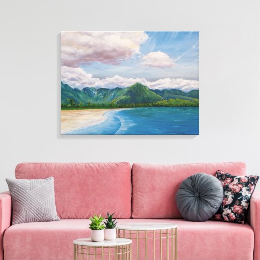 Hanalei Bay Hawaii Painting Canvas Afdruk (Insitu (Woonkamer))
