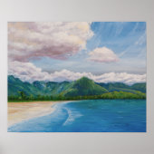 Hanalei Bay Hawaii Painting Poster (Voorkant)