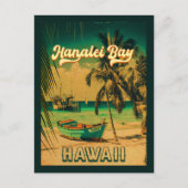 Hanalei Bay Hawaii Palmbomen Souvenir 60s Briefkaart (Voorkant)