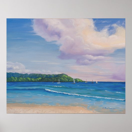 Hanalei Bay Hawaiian Islands Painting Poster (Voorkant)