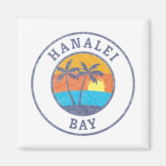 Hanalei Bay, Kauai Faded Classic Style Magneet (Voorkant)