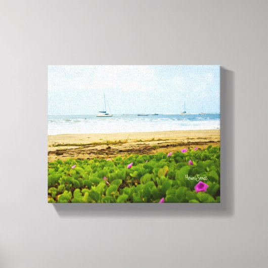 Hanalei Bay Kauai Hawaii Beach & Boats Canvas Afdruk (Voorkant)