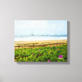 Hanalei Bay Kauai Hawaii Beach & Boats Canvas Afdruk