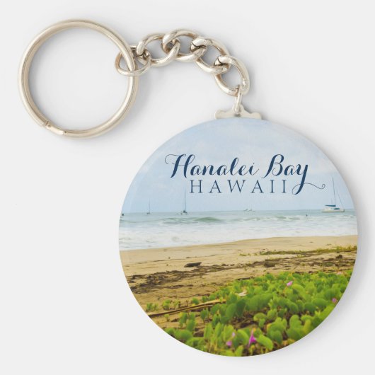 Hanalei Bay Kauai Hawaii Beach & Boats Sleutelhanger (Voorkant)