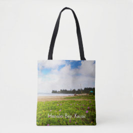 Hanalei Bay Kauai Hawaii Beach Flower Tote Bag