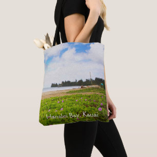 Hanalei Bay Kauai Hawaii Beach Flower Tote Bag