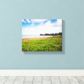 Hanalei Bay, Kauai Hawaii Beach Flowers Canvas Afdruk (Insitu (Houten vloer))