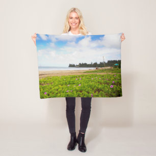 Hanalei Bay, Kauai Hawaii Beach Flowers Fleece Deken