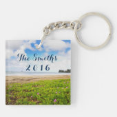 Hanalei Bay, Kauai Hawaii Beach Flowers Sleutelhanger (Achterkant)