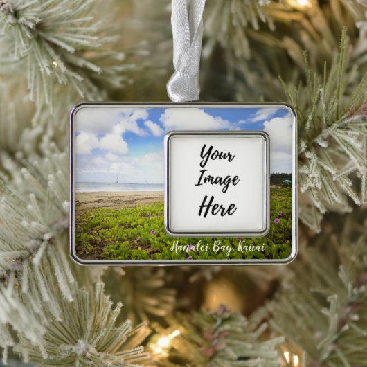Hanalei Bay Kauai Hawaii Beach Verzilverd Omlijst Ornament (Boom)