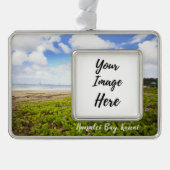 Hanalei Bay Kauai Hawaii Beach Verzilverd Omlijst Ornament (Voorkant)