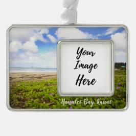 Hanalei Bay Kauai Hawaii Beach Verzilverd Omlijst Ornament
