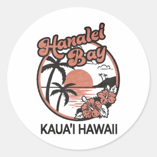 Hanalei Bay Kauai Hawaii Ronde Sticker (Voorkant)