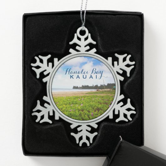 Hanalei Bay Kauai Hawaii Snowflake Pewter Christma Tin Sneeuwvlok Ornament (Kistje)
