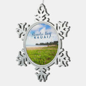 Hanalei Bay Kauai Hawaii Snowflake Pewter Christma Tin Sneeuwvlok Ornament (Rechts)