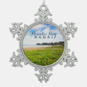 Hanalei Bay Kauai Hawaii Snowflake Pewter Christma Tin Sneeuwvlok Ornament (Voorkant)