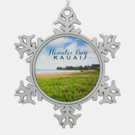 Hanalei Bay Kauai Hawaii Snowflake Pewter Christma Tin Sneeuwvlok Ornament